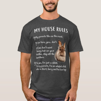 T-shirt Lapin Drôle, Mon Règlement De Maison Lapin En Tête
