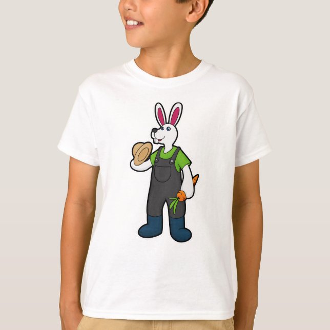 T-shirt Lapin en fermier avec carotte et Casquette (Devant)