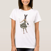 Lapin en robe blanche noire