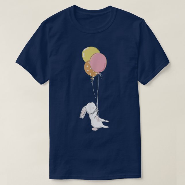 T-shirt Lapin et ballons mignon Amoureux des animaux et ca (Design devant)