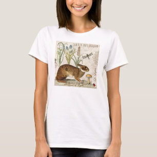 T-shirt lapin français vintage moderne dans le jardin