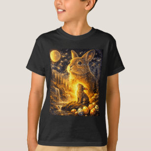 T-shirt Lapin hurlant à la Lune Vintage 90s Animal