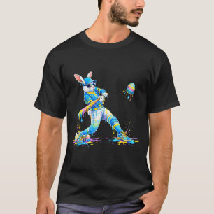 T-shirt Lapin joueur de baseball de Pâques heureux Garçons