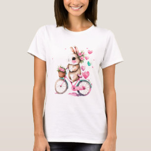 T-shirt Lapin joyeux et romantique lapin sur vélo