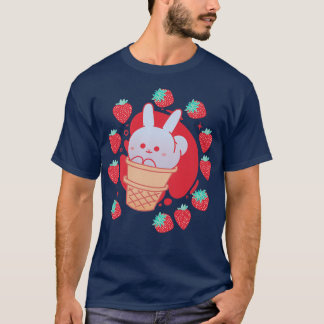 T-shirt Lapin lapin de crème glacée de fraise Popsicle Moc