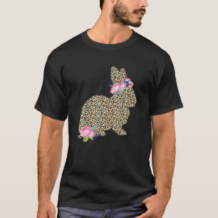 T-shirt Lapin léopard Floral Joyeux Pâques Fête des Mères 
