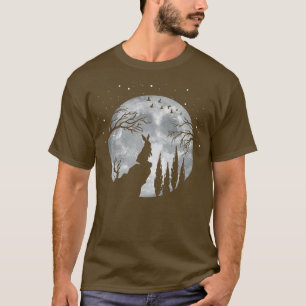 T-shirt Lapin Lièvre Pleine lune animal à la nuitAmusante 