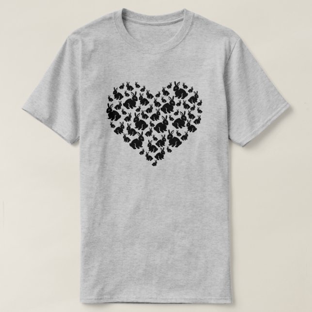 T-shirt Lapin Lover Cute Bunny Coeur forme (Design devant)