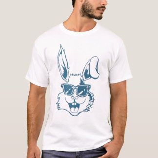 T-shirt Lapin lunettes de soleil bleues dessin linéaire