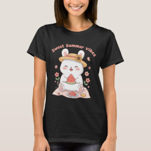 T-shirt Lapin Mignon Douces Vibrations d'Été Pique-Nique à
