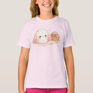 T-shirt Lapin Mignon Kawaii Pique-Nique aux Fraises