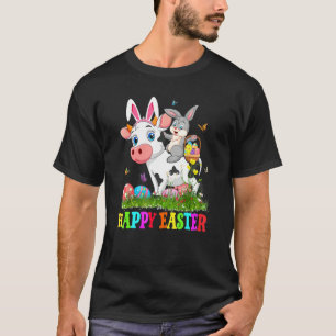 T-shirt Lapin mignon montant une vache Œuf de Pâques Fermi