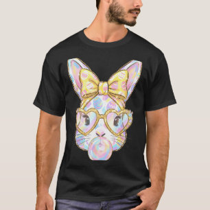 T-shirt Lapin mignon visage lunettes tie dye fille heureus