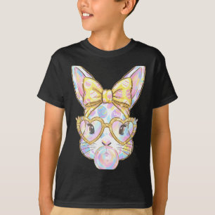 T-shirt Lapin mignon visage tie dye lunettes fille heureus