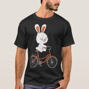 T-shirt Lapin Mignonne Sur Le Vélo Lapin À Vélo À Vélo À V