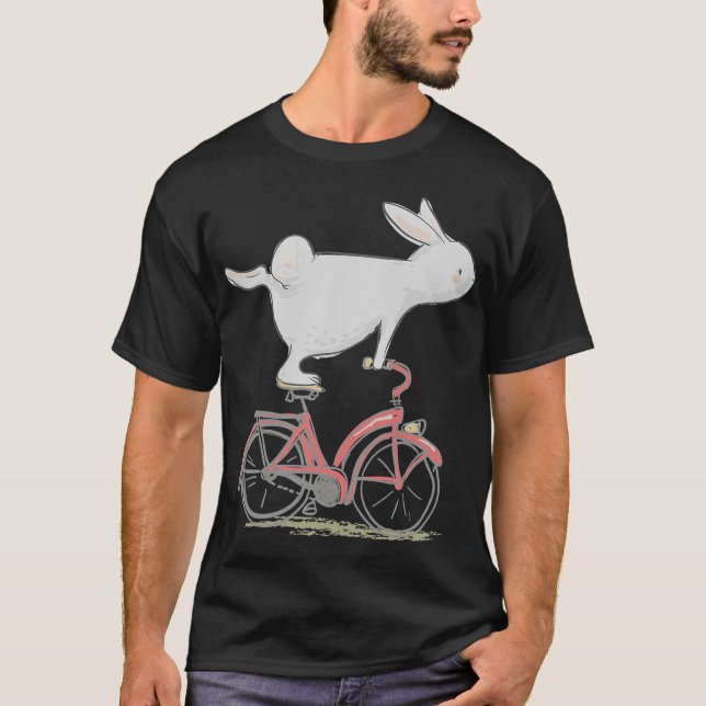 T-shirt Lapin Mignonne Sur Vélo Vélo Vélo T-Shir (Devant)