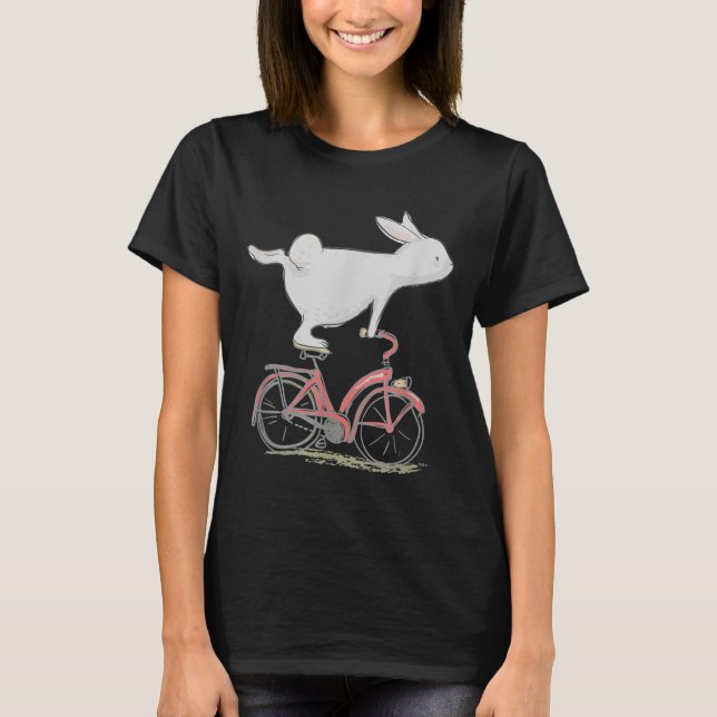 T-shirt Lapin Mignonne Sur Vélo Vélo Vélo Vélo Vélo (Devant)