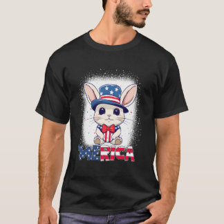 T-shirt Lapin Patriotique Décoloré Feux d'Artifice du 14 J
