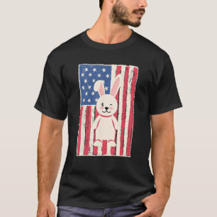T-shirt Lapin pour femmes cadeau lapins drapeau américain