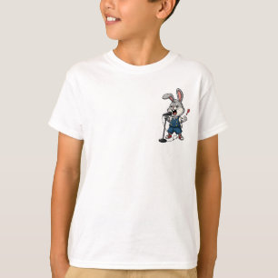 T-shirt Lapin Rockstar Chantant Dans un Microphone Enfants