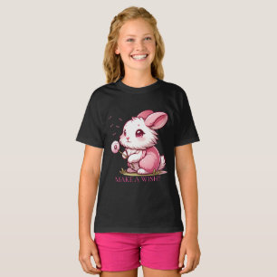 T-shirt Lapin rose et vœu de pissenlit
