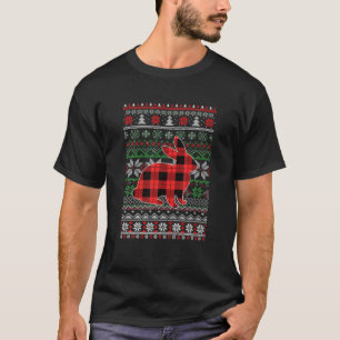 T-shirt Lapin Rouge Plaid Vilain Sweater de Noël Drôle