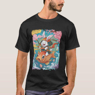 T-shirt Lapin samouraï montant un koi à la chasse aux œufs