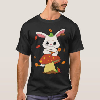 T-shirt Lapin Tombant Feuilles En Champignons D'AutomneT-C
