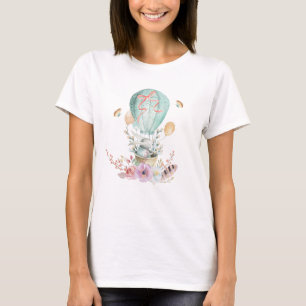 T-shirt Lapin Whimsical Riding dans un ballon à air chaud