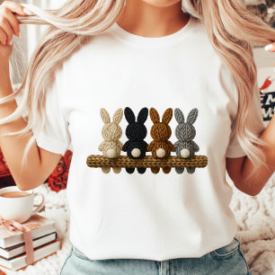 T-shirt Lapins de Pâques Tricotés Rustiques Style Ferme Fe