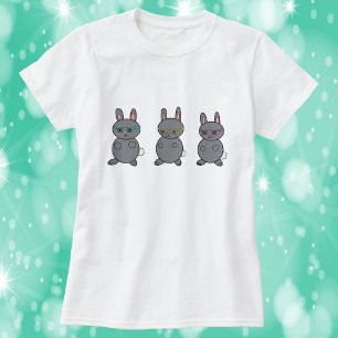 T-shirt Lapins gris portant des lunettes