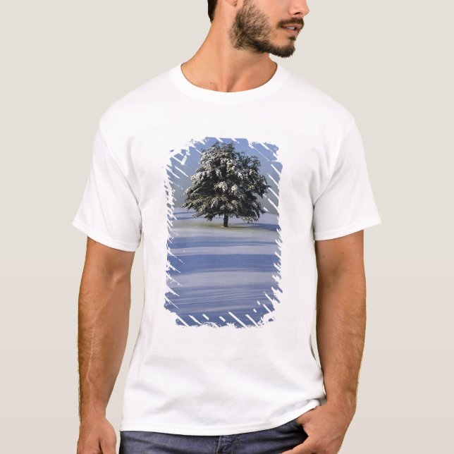 T-shirt L'arbre dans la neige a couvert le paysage (Devant)