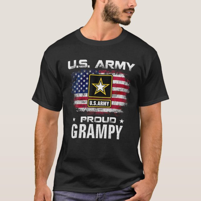 T-shirt L'Armée Américaine Fière Grampy Avec Drapeau Améri (Devant)