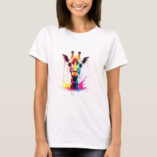 T-shirt L'art animal africain La girafe colorée pour drôle