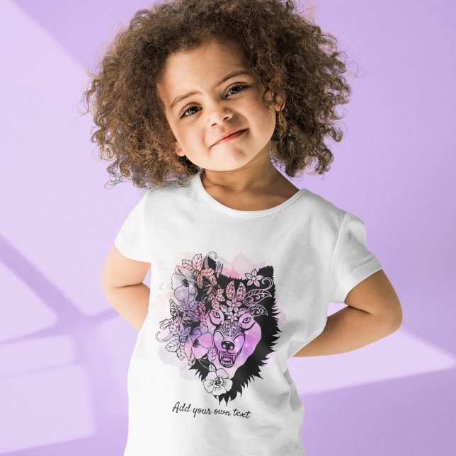 T-shirt L'art animal du loup nordique personnalisé | Rouge (Créateur téléchargé)