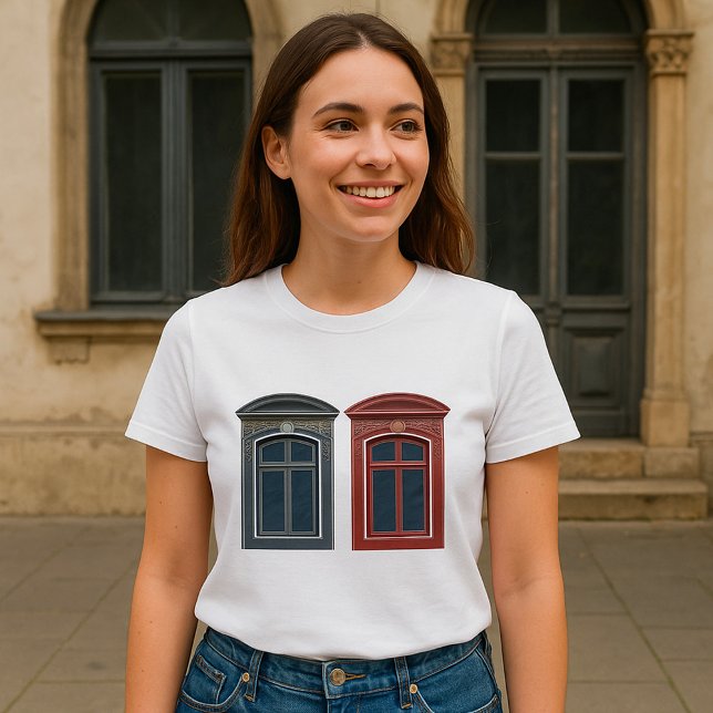 T-shirt L'Art Architectural Ornate De Fenêtre Européenne (Créateur téléchargé)