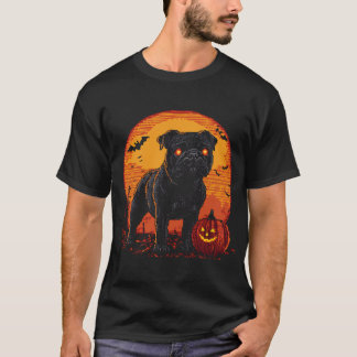 T-shirt L'art de pixel Halloween Chien noir avec l'œil rou