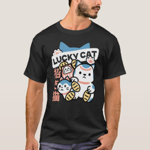 T-shirt L'art du chat chanceux – Maneki Neko avec pièce d'