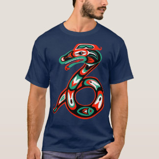 T-shirt L'art haïda Totem de serpent cadeau amérindien
