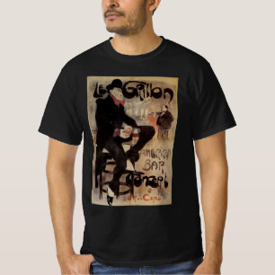 T-shirt L'art nouveau vintage Le Grillon, homme buvant de