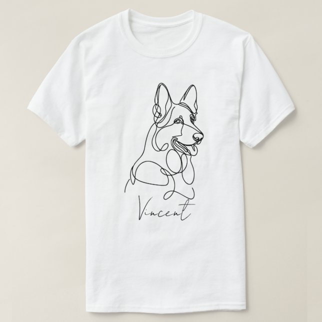 T-shirt L'art personnalisé de la ligne berger allemande (Design devant)
