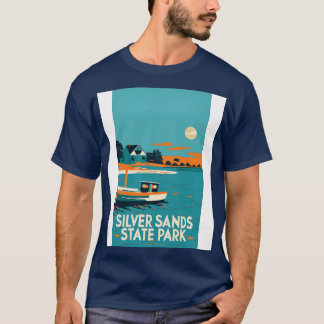 T-shirt L'art Vintage voyage du parc Silver Sands State Pa
