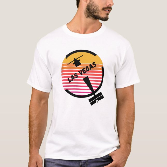T-shirt LAS Las Vegas Airport, Nevada - Retro Plane (Devant)