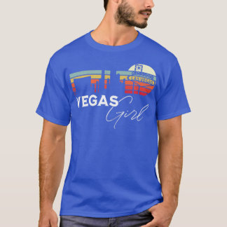 T-shirt Las Vegas Girl Retro Sunset City Skyline Souvenir