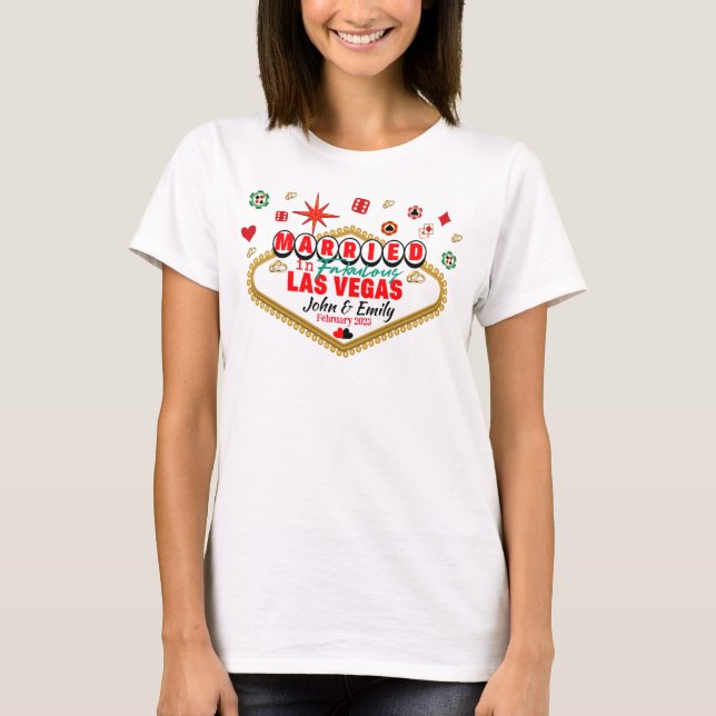 T-shirt Las Vegas Marié Couple Correspondant Vacances Neva (Devant)