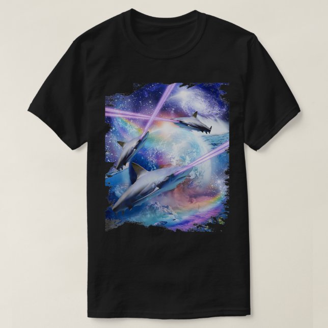 T-shirt Laser Beam Eyes Requin Dans L'Espace, Requins Gala (Design devant)