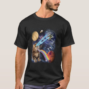 T-shirt Laser Chat Espace Chat Kitten Laser Eyes