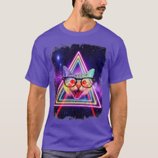 T-shirt Laser Eyes Space Chat En Galaxy Funny Kitty Pour C