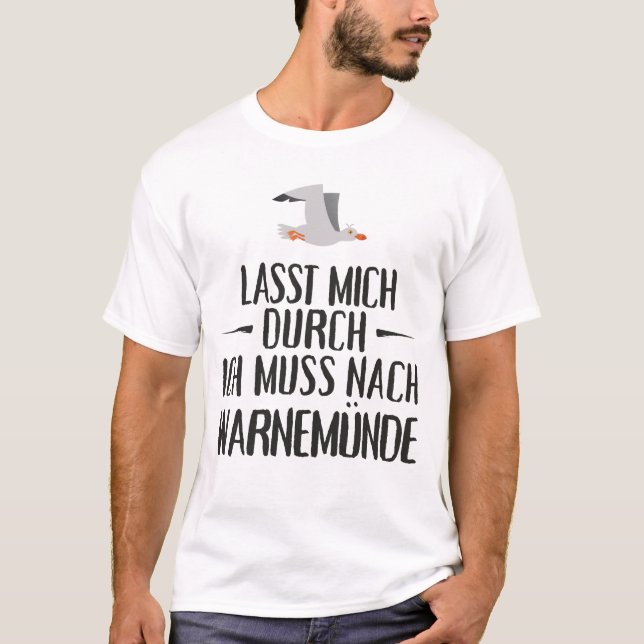 T-shirt Lasst mich durich musch nach Warnemünde Möwe (Devant)