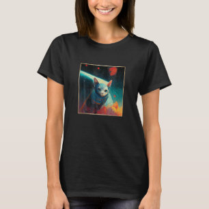 T-shirt L'Astronaut Chat Face Dans La Peinture Spatiale Av